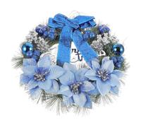 Couronne de Noël en Pin Artificiel 30cm, Suspendue Ronde Bleue