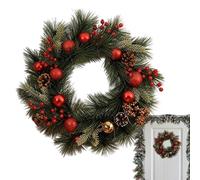 Couronne de Noël - Faux Pine Greenery LED Festive Pommes de pin Décoratives Accent Ornement Suspendu Vacances Saisonniers | Pour Mantel Point Central Porte Intérieure Armoire Fenêtres Ferme Entrée