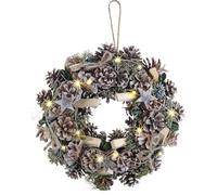 Infactory Couronne de Noël lumineuse - Ø 30 cm - Reflets verts