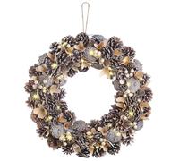 Infactory Couronne de Noël lumineuse - Ø 44 cm - Reflets beiges