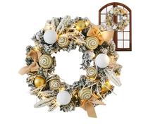 Couronne De Noel Lumineuse | 30 * 30 Cm Couronnes Noels Porte avec Boule | Décoration De Guirlande De Noel | pour Intérieur Extérieur Hiver Maison Cuisine Mur Cheminée Fêtes