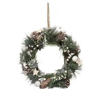 Feeric Lights & Christmas – Couronne de Noël en bois Cocon Nature Ø 32 cm Vert/Blanc/Marron