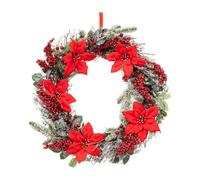 Feeric Lights & Christmas – Couronne de Noël Poinsettia Ø 50 cm Rouge et Vert