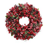 Couronne de Noël pour Porte avec Baies Rouges, Guirlande Artificielle Verte pour Décoration Murale et Porche(Color11)