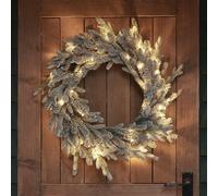 Couronne de Noël Pré-éclairée d'Extérieur de 60 cm à Effet Givré