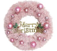 Couronne de Noël Rose 40cm, Décorations Incluses, Décoration Murale et Porte pour Fêtes