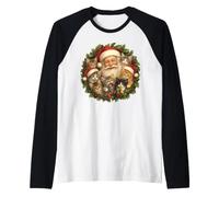 Couronne de Noël Vintage drôle Père Noël et Chatons Chats Manche Raglan