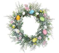 Couronne de Pâques artificielle avec œufs décoratifs à accrocher au mur, décoration de table pour les fêtes, 50 cm