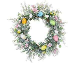 Couronne de Pâques artificielle avec œufs décoratifs à accrocher au mur, décoration de table pour les fêtes, 50 cm