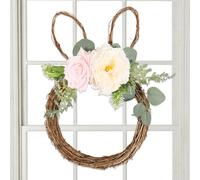 Couronne de Pâques Lapin - Guirlande Florale Forme Lapin,Couronne de Pâques,pour Intérieur Extérieur Mur Fenêtre Salon Chambre Printemps Fête Mariage Décor