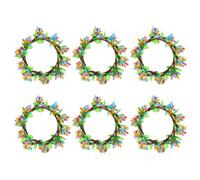 Couronne de Pâques Printanière Ronde, Bougeoir Décoratif Rustique | Pierre, Fil de Fer et Papier Craft, pour Bougie Chauffe-plat Unique, Tables de Fête et Portes