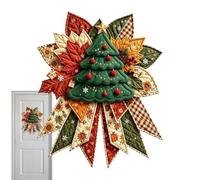 Couronne de porte de Noël matelassée adaptée aux débutants - Bricolage et | Couronne de porte d'entrée avec motif d'arbre de Noël pour fenêtre, fête, cour, table à manger,
