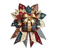 Couronne de porte de Noël matelassée faite à la main - Décoration de Noël | Couronne de porte d'entrée avec motif d'arbre de Noël pour rampe d'escalier, cheminée, chambre à coucher, salon, fenêtre et