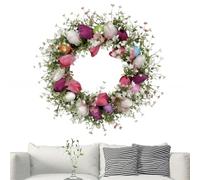 Couronne de porte de Pâques - 43,2 cm - Jolie artificielle amusante | Couronnes florales pour porte d'entrée pour intérieur et extérieur, salon, entrée, porche, cour, jardin, terrasse