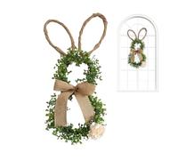 Couronne de Porte de Pâques avec Figure de Lapin | Guirlande Lapin De 50 Centimètres,Couronne Artificielle pour Porte avec Et Nœud,Décoration Murale et Fenêtre pour Intérieur et Extérieur