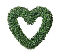 Couronne de printemps 3D faite à la main en forme de cœur avec guirlande d'eucalyptus artificiel pour la Saint Valentin Mariage Décoration de la Maison Plastique Vert 40cm