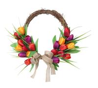 Couronne de printemps Guirlande florale artificielle 40 x 40 cm, en tissu PE, , pour porte, 250 g | Décoration intérieure et extérieure pour la maison, la fenêtre, p