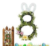 Couronne de printemps pour porte d'entrée | Couronne en osier de lapin de Pâques | Décoration murale de lapin | Couronne de vacances artificielle | Pour salon, chambre à coucher, cuisine, entrée