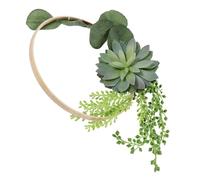 Couronne de Succulentes Artificielles Suspendue en Bambou, Verte