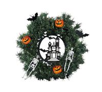 Couronne de tête de mort pour porte, décoration gothique d'Halloween, crâne de 38,1 cm, Halloween