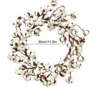 Couronne de têtes de coton Couronne de têtes de coton séchées décorative pour porte d'entrée, mur, fenêtre, Home Decor