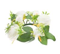 Couronne de Verdure Décorative pour Bougies, Centre de Table Mariage | Blanc, Plastique et Tissu, Décoration Polyvalente Solide, pour Rendez-vous Romantiques et Fêtes