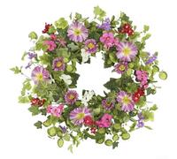 Couronne d'eucalyptus artificiel de 35 cm, guirlande de feuilles vertes de printemps en plastique de qualité supérieure, ornement élégant à suspendre pour porte d'entrée, mur intérieur et décoration