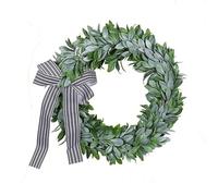Couronne d'eucalyptus Artificielle avec Feuilles d'olivier et Baies pour Porte d'entrée, Ferme, décoration Printemps-été, Guirlande de Verdure à Suspendre au Mur(Lambs Ear)