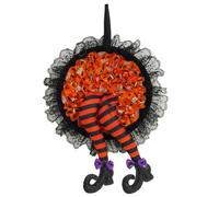 Couronne d'halloween Jambes de sorcière chaussées, déco d'automne
