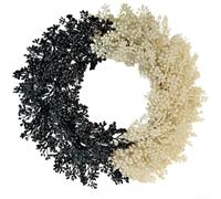 Couronne d'Halloween noire et dorée - Décoration de porte d'entrée effrayante avec fleurs artificielles pour l'automne, décoration gothique de la maison et fête hantée (A)