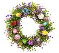 Couronne d'œufs de Pâques, décoration printanière colorée et réutilisable - Fleurs artificielles pour décoration d'intérieur et d'extérieur, cheminée, restaurant, clôture, salle à manger, terrasse