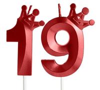 Couronne et bougie 3D pour 19e anniversaire - Décoration de gâteau d'anniversaire pour garçons, filles et célébration de mariage