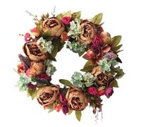 Couronne Fleur Couronne De Pivoine Artificielle en Soie, 1 Pièce, Fausse Fleur, Bractée Thé, Rotin(Color 03)