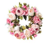 Couronne Fleur Couronne De Pivoine Artificielle en Soie, 1 Pièce, Fausse Fleur, Bractée Thé, Rotin(Color 01)
