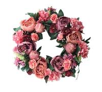 Couronne Fleur Couronne De Pivoine Artificielle en Soie, 1 Pièce, Fausse Fleur, Bractée Thé, Rotin(Color 04)