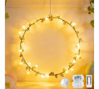 Couronne lumineuse à LED pour fenêtre, en forme d'étoile, 30 cm, avec minuteur, décoration en forme de cœur, 8 modes, décoration de fenêtre, à suspendre, pour la Saint-Valentin (C)