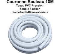 Couronne Rouleau 10m Tuyau Piscine PVC Pression Souple Semi-Rigide à coller diamètre Ø 40mm extérieur 4cm 40 mm