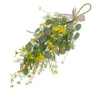 Couronne Suspendue en Eucalyptus Artificiel, Forme Goutte, Jaune | Décor Champêtre Moderne, Fer et Plastique, pour Mariage et Fêtes, Boîte aux Lettres