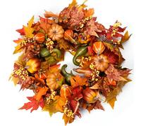 Couronnes d'automne pour Porte d'entrée de 55 cm, Couronne de Porte d'automne avec Citrouille, Feuilles d'érable, décorations de Festival d'automne, Thanksgiving, intérieur et extérieur