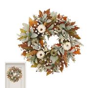 Couronnes d'automne pour portes d'entrée - Couronne d'Halloween d'automne avec , feuilles d'érable, décoration de maison, monogramme, crochet de , lettres personnalisées, maison