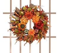 Couronnes de Noël d'automne, couronnes de Noël pour porte principale - Couronne de Noël de 16,5 pouces, couronne pour porte de courge d'automne, érable, récolte, ferme, décoration