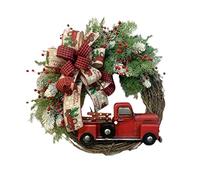 Couronnes de Noël de camion rouge en pommes de pin - Couronnes d'automne vintage - Décoration de Noël pour la récolte, Halloween, Thanksgiving
