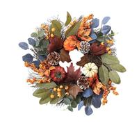 Couronnes pour Entrée Porte Réutilisable Décoration Automne Guirlande Érable D'Intérieur Couronnes avec Feuilles Citrouille Murale Suspendre Couronne pour Halloween, Noël, Nouvel an