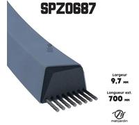 Courroie tondeuse - SPZ687 - Trapézoïdale - 9,7 mm - 700 mm