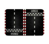 Course Automobile sur Circuit, Sport Extrême, Compétition À Drapeau À Damier Tapis De Porte Facile À Nettoyer Tapis Entree Ramasse La Saleté Tapis D'Entrée Intérieur pour Porches 40x60Cm