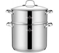 SWISS HAUS - Couscoussier Zermatt Glacier Collection SH-VC24 - Tous Feux dont Induction - Acier Inoxydable 2-en-1 - Ø24cm 12L - Cuisine Saine Sans PFAS Poignées Froides