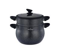 SWISS HAUS - Couscoussier Lausanne Collection SH-CCP24M - Tous Feux dont Induction - Revêtement Céramique Sapphire™ Antiadhésif - Ø24cm 9L - Couvercle Silicone Corps Conique