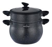 SWISS HAUS - Couscoussier Lausanne Collection SH-CCP30M - Tous Feux dont Induction - Revêtement Céramique Sapphire™ Antiadhésif - Ø30cm 15L - Couvercle Silicone Corps Conique