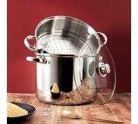 Cook Concept Couscoussier métal KC0006 – Couvercle en verre, 8 L, compatible tous feux – Argent