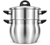 Couscoussier en Inox KLAUS Signature - Sans PFAS/PTFE - Tous Feux dont Induction - Couvercle en Verre - Tailles 25 cm